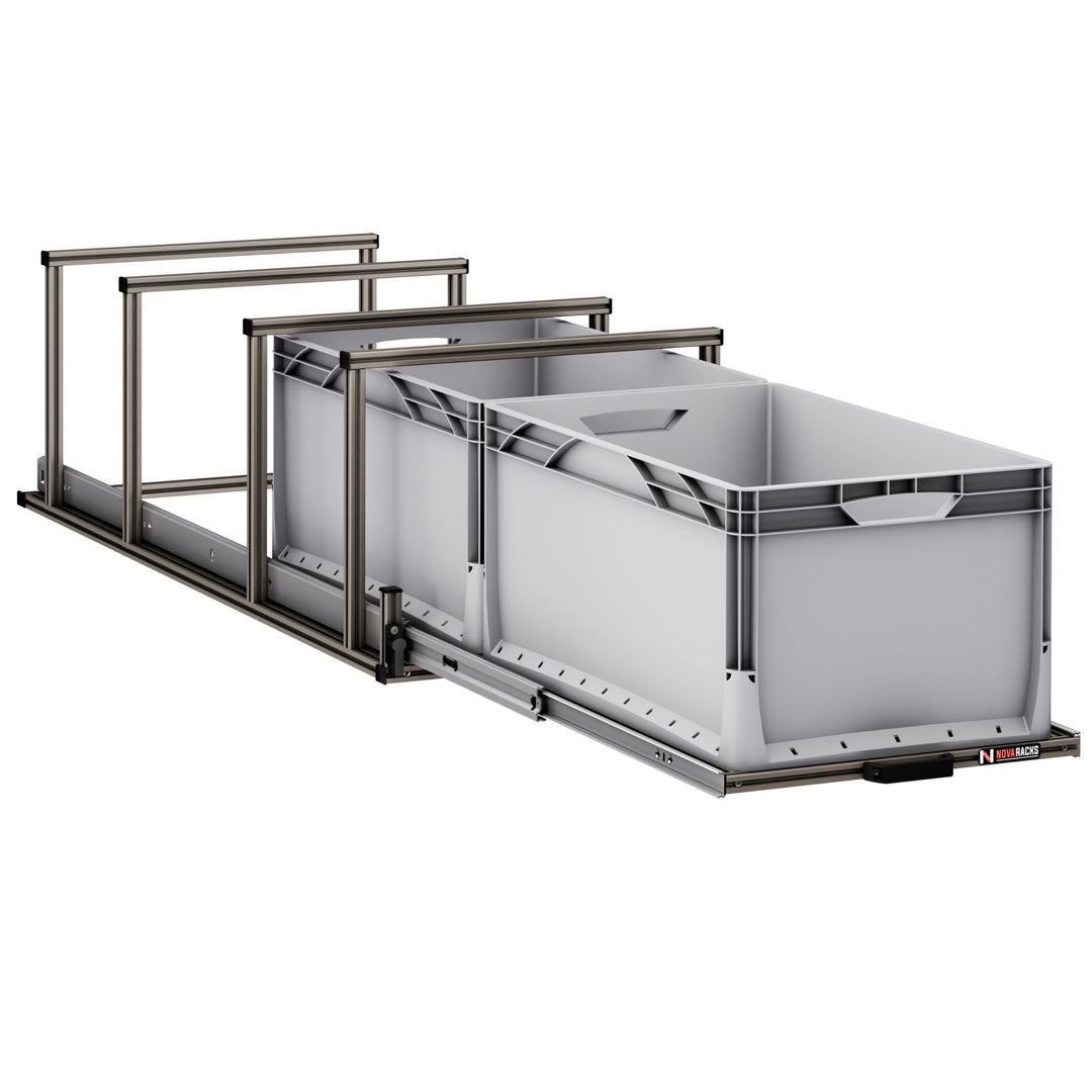 VT-serie – Uitschuifbaar rack – Achtergarage met bovenplank