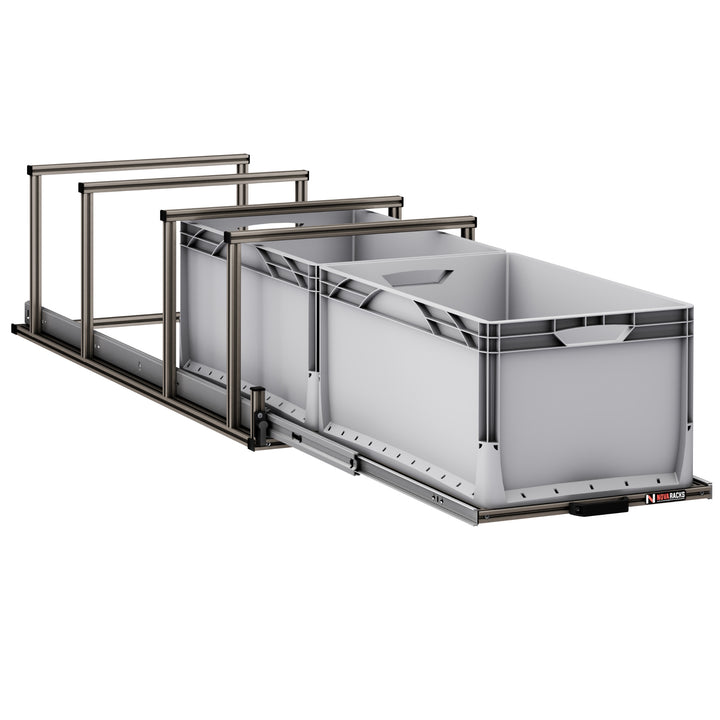 VT-serie – Uitschuifbaar rack – Achtergarage met bovenplank