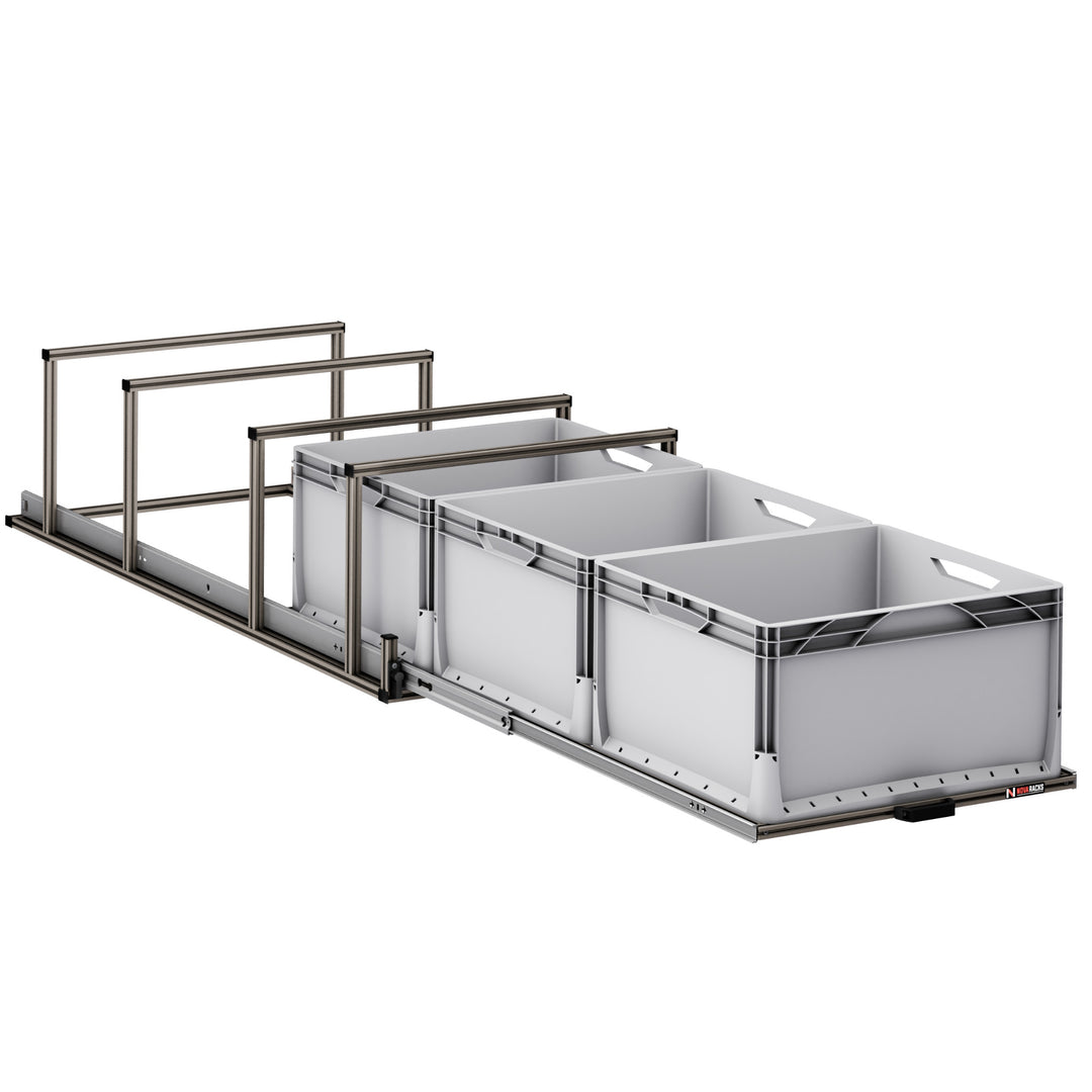 VT-serie – Uitschuifbaar rack – Achtergarage met bovenplank