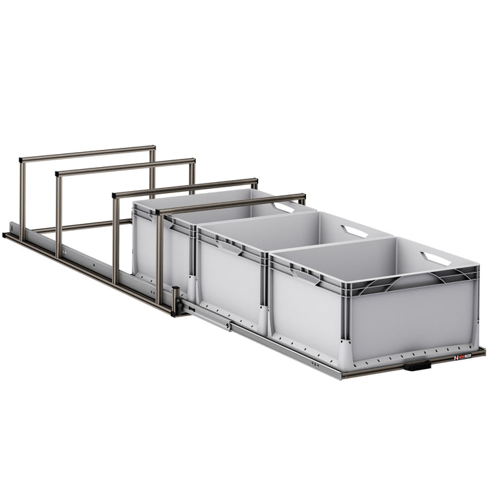 VT-serie – Uitschuifbaar rack – Achtergarage met bovenplank