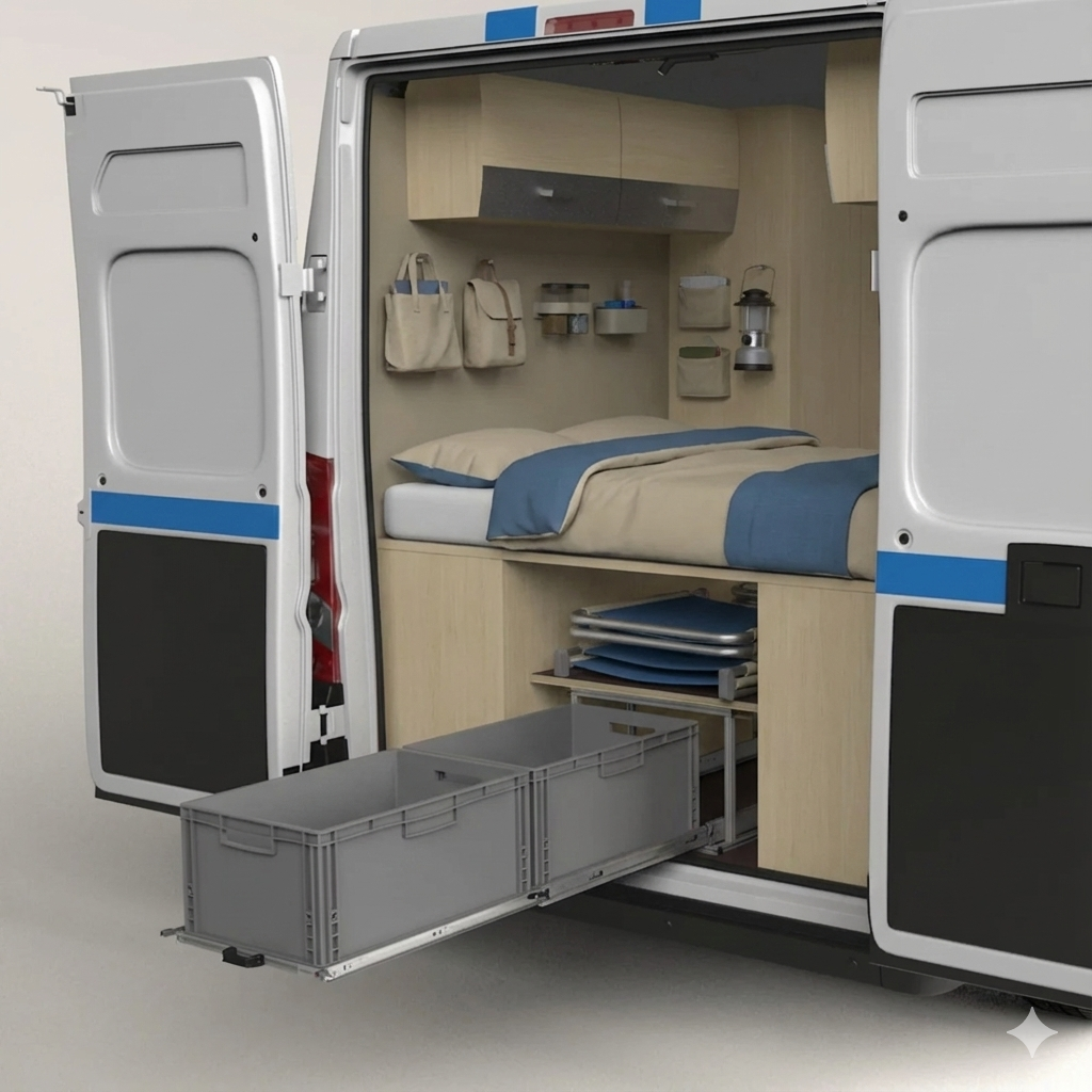 Pull-out base with upper shelf